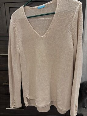 J. McLaughlin Beige V-Neck Knit Sweater